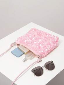 Women's Sequin Crossbody Bag, Bridal Party Clutch, Wedding Accessories, Women's Gift, Valentine's Day (Random Pattern) - Pink - View 7