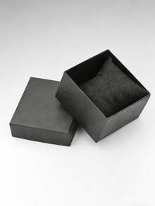 1pc Small Square 1-Slot Watch Box Storage Case, Room Decor - Black - View 4