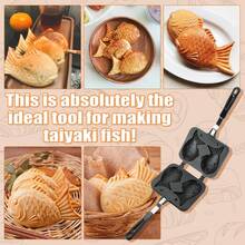 Molde Antiadherente De Doble Cara Para Hacer Pasteles Taiyaki, Molde Antiadherente De Doble Cara Con Forma De Pez Fabricante De Moldes Para Gofres Para Cocinar En Casa, Fiestas De Cocina Y Postres - Negro - Ver 2