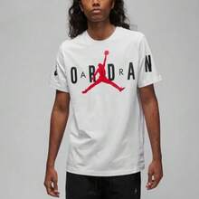Nike Jordan品牌Logo字母印花宽松透气圆领短袖复古T恤，白色 - 白色 - 查看 4