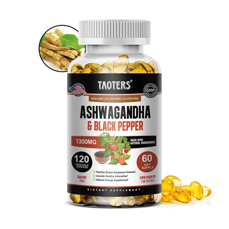 Ashwagandha 1300 Mg With Black Pepper, High Absorption, Stress Response Support Formula, 120 Softgels - 1瓶 - 查看 1