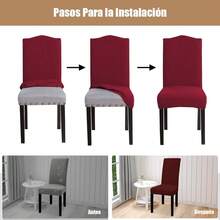 6 Pieces Universal Elastic Washable Dustproof Dining Chair Covers For Kitchen, Living Room, Hotel, And Events - Burgundy - View 4