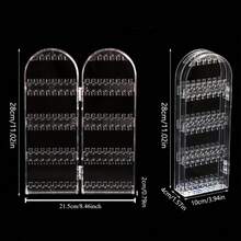 1pc 240 Hole Transparent Acrylic Earring Display Stand - Large Capacity Oval Jewelry Storage Box, Durable Plastic Material, Suitable For Independent Floor Models In Retail Stores, Boutique Stores, And Small Businesses, Selling Jewelry Display Towers - Multicolor - View 10