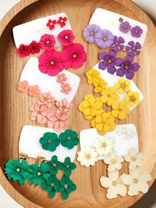 Betykuku 3 pares de pendientes colgantes con flores coloridas en estilo bohemio, accesorio casual diario como regalo para mujeres y niñas