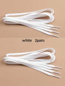 2 pares de cordones planos de poliéster tejido, cordones planos de color blanco para zapatillas, disponibles en múltiples colores para parejas, rojo y azul - 2 pares - Ver 1