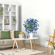 2/4/8/10支装皇家蓝长茎仿真丝花，海军蓝满天星花束，适合高花瓶、家居装饰、餐桌摆饰、婚礼派对室内装饰 - 海軍藍 - 查看 8