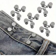 6-Piece Silver-Gray Invisible Adjustable Waist-Altering Brooch Set - Jeans Waist Tightening Pins & Anti-Peek Seamless Metal Belt Clips, Quick-Release Waist Tightener, For Trousers & Jeans - 6PCS - 查看 1