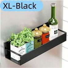 Magnetic Side Storage Rack, Heavy Duty Multipurpose Storage Rack, Suitable For Refrigerator, Freezer And Washing Machine, No Drilling Required For Installation, Rust-Resistant Black Coating, Wall-Mounted Spice Rack, Essential Home Storage Item