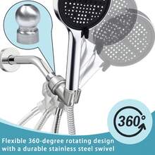 Handheld Shower Head Holder, Shower Arm Mounted Hose Bracket For Handheld Shower Head, ABS Plastic Body With 360-Degree Stainless Steel Swivel Ball Joint, Adjustable Mode - Grey - View 2