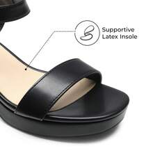 Sandalias de tacón Plataforma para Mujer con Punta Abierta y tacón Grueso - Negro - Ver 8