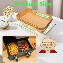 100PCS Thickened Air Fryer Liner - Suitable For Double-Basket Air Fryers, Heat-Resistant Disposable Rectangular Liner, Easy To Clean And Reusable, Air Fryer Accessory, Multi-Functional Cooking Liner, Easy-To-Clean Liner. - Wood Color - View 6