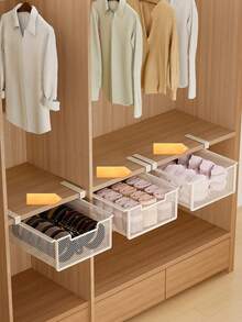 Drawer Storage Box, Bottom Hanging Drawer Organizer Rack, Metal Mesh Drawer Storage Box, Perforated Wrought Iron Storage Box, Drawer Organizer Rack, Wardrobe Pull-Out Storage Box, Wardrobe Hanging Pull-Out Rack, Underwear, Bra And Sock Storage, Back To School Dorm Storage