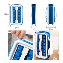 1pc Reusable 16-Cavity Ice Cube Tray, ABS Ice Block Mold, No-Touch Ice Making And Releasing, Kitchen & Bar Accessories (Blue/Green) - Multicolor - View 2