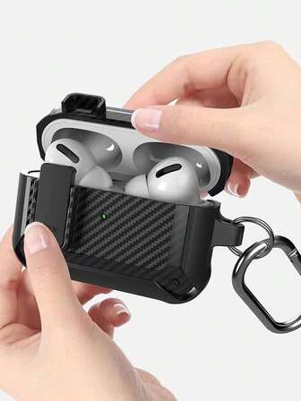 1pc Armored Earphone Protective Case With Safety Lock Clasp, Compatible With AirPods 1/2/3/4/Pro