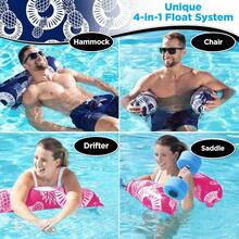 Waterlife 4-in-1 Pool Hammock 2-3-4 Packs Inflatable Pool Chair Float Water Hammock Saddle Lounge Chair Hammock Drifter Multiple Colors - Azul Marino y Rosa - Ver 1