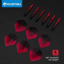 HUANQU 6片飞镖翼 + 6根42mm渐变色飞镖杆，2BA通用飞镖杆，适用于软式或硬式飞镖，4种颜色可选，飞镖配件，耐用PET材质，精准耐用，便于携带，飞镖爱好者的必备配件，圣诞节、情人节、复活节、生日派对的完美礼物之选 - 彩色 - 查看 15