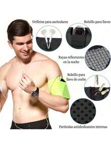 Brazalete Deportivo Universal para Todos Los Teléfonos. Brazalete para Teléfono Celular para Correr ,Ejercicios en el Gimnasio, Actividades al Aire Libre Material Reflectante - verde - Ver 4