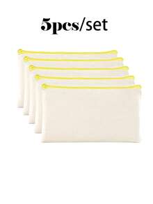 50/20/10/5件套空白帆布铅笔盒，配彩色拉链，DIY工艺绘画空白升华化妆包，洗漱用品收纳袋，学生文具袋，学校用品拉链袋，创意礼品袋，适合生日、节日、母亲节、情人节、开斋节等场合，轻便旅行收纳袋，个人物品收纳袋 - 米色 - 查看 16