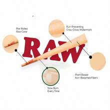 RAW Black Organic 1 1/4 Pre Rolled Cones 50 Ct W/ Raw Black Smell Proof Tube - như hình - Xem 2