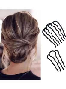 3/2/1 pièce Formateur de chignon en métal, Fourchettes à cheveux élégantes minimalistes pour chignon décoiffé, Épingles à cheveux pour femmes, Bâtonnets à cheveux à 4 dents et 7 dents, Torsadage de cheveux à la française, Outil de formateur de chignon rectangulaire minimaliste et Ensemble de pinces à cheveux de couleur unie pour femmes et plus de 14 ans, Épingles de coiffure élégantes tressées pour queues de cheval, chignons, coiffures relevées, accessoires de tête - Multicolore - Voir 6