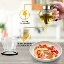 Glass Honey/Syrup Dispenser Bottle With Handle, Honey Pot, Syrup Dispenser, Suitable For Cakes, Desserts, Oil Dispenser Bottle - Multicolor - View 3