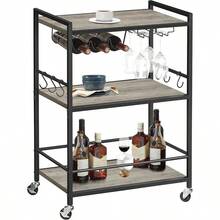 Bar Cart - Serving Cart For Home - Microwave Cart, Drink Cart, Mobile Kitchen Shelf With Wine Rack And Glass Holder, Rolling Beverage Cart BC01BG030 - Hy Lạp - Xem 9