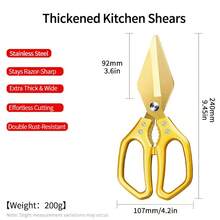 Heavy Duty Stainless Steel Kitchen Shears, Thick & Wide Blade Made Of Alloy Material, Powerful For Cutting Chicken, Duck, Goose And Fish Bones - Multicolor - View 4