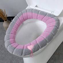 1pc Soft Knitted Toilet Seat Cover - Elastic, Warm And Comfortable, Available In Pink, Made Of Ultra-Soft Microfiber, Enhances Hygiene And Style, Fits Toilet Lid Closely, Soft Knitted Texture, Bathroom Decor Accessory, Bathroom Comfort Accessory, Snug Fitting Cover, Soft Knitted Material, Bathroom Decor Accessory - Green - View 9