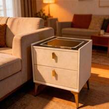 Buró De Noche Mesa De Cuarto Pantalla Con Bocina Integrada - Blanco - Ver 2