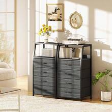 MYSTICWAVE Buros para Recamara, y Mesa De Noche con 4 Cajones, Mesita De Noche Organizadora Multifuncional, Muebles para Recamara, Sala o Clósets, Montaje Rápido 15 Min (Negro) - 1 - Ver 7