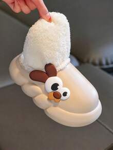 Kids Plush Slippers Autumn/Winter New Style, Children's Cute 3D Dog Design Soft Plush Indoor Home Slippers, Warm Thick Comfortable Sole, Non-Slip Soft Sole, Warm Winter Indoor House Shoes For Boys & Girls, Lightweight Cozy Baby Footwear - Khaki - View 5
