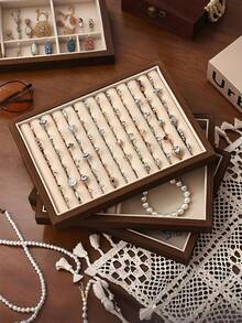 Large Velvet Jewelry Tray, Jewelry Storage & Display Tray, Drawer-Style Earring Storage Box, Stackable Jewelry Organizer Tray, Multi-Function Jewelry Display Tray, Portable Multi-Purpose Storage Box, Desktop Drawer Storage Box - Multicolor - View 5