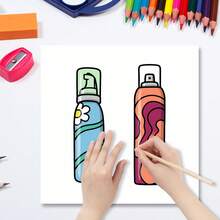 GDTME 1 Pc Makeup Coloring Book, 24 Pages, Includes Many Cute Plush Makeup Items, Suitable For Adults And Children, Can Be Used As Back To School Gift, Spring Gift, Valentine's Day Gift, Stationery Or Home Decor, Size 7.9 X 7.9 Inches. - Multicolor - View 5