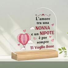1 pezzo Decorazione da tavolo in acrilico con slogan in lingua italiana, su base in legno. La decorazione da tavolo da pranzo presenta slogan adatti per la sala da pranzo della fattoria di famiglia, il camino e il soggiorno. Può essere utilizzato come regalo, forniture scolastiche, regalo di compleanno, forniture per il ritorno a scuola, ecc.