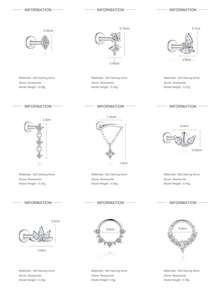 1PC Moissanite 925 Sterling Silver Marquise Flat Back Cartilage Helix Piercing Ear Cuff Earring Pierced Ear Cartilage Clip On Wrap Hoop Filled For Women Wedding Bridal Jewelry - White Gold - View 9