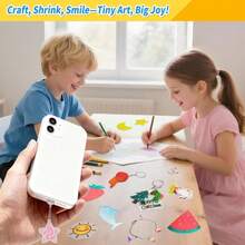 MOIKKA-GC 142 Pcs Shrink Paper Keychain Kit - 16 Pcs Shrinky Plastic Sheets 79"X57", Hole Punch, Jump Rings, Keychains, Phone &Amp; Kindle Dust Plugs, DIY Crafts For Kids Teens Adults - ColorB - View 8