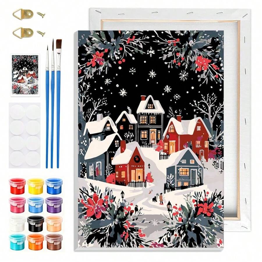 NAIMOER Nussknacker Malen Nach Zahlen mit Rahmen Erwachsene Kinder, Weihnachten Malen Nach Zahlen Acrylpigment Geschenke 20x30cm-54 - Winter - Übersicht 1