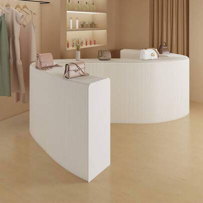 Foldable Paper Art Display Stand With Shelves, For Exhibition, Sample, Cosmetics, Bags, Shoes, Commercial Use