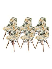 1pc Modern Geometric Pattern Digital Print Removable & Washable Milk Silk Elastic Curved Shell Chair Cover, Suitable For All Seasons