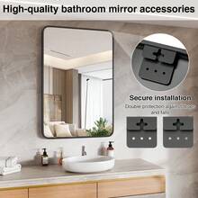 36"X 24" Black Bathroom Mirrors For Over Sink, Vanity Mirror Wall Mounted,Framed Rectangle Mirrors For Living Room Entryway, Anti-Rust, Tempered Glass Hangs Horizontally Or Vertically - 36英寸x24英寸 - 查看 4