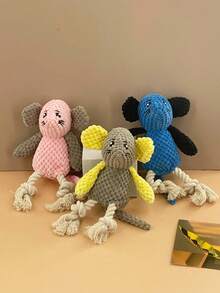 New Pet Plush Doll With Sound, Chewable, Teeth Grinding, Self-Entertaining Knotted Sisal Rope, Cute Hamster Design, Suitable For Small Dogs