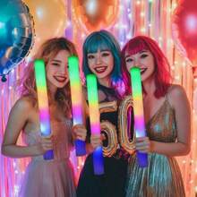 CamelParty 38/100/70PCS Color LED Foam Light Stick, Concert Light Stick, Three Color Flicker Modes Can Be Freely Switched, And The Luminous Effect Is Durable And Eye-Catching, Suitable For Concerts, Weddings, Family Gatherings, And New Year Carnivals - 杏色 - 查看 3