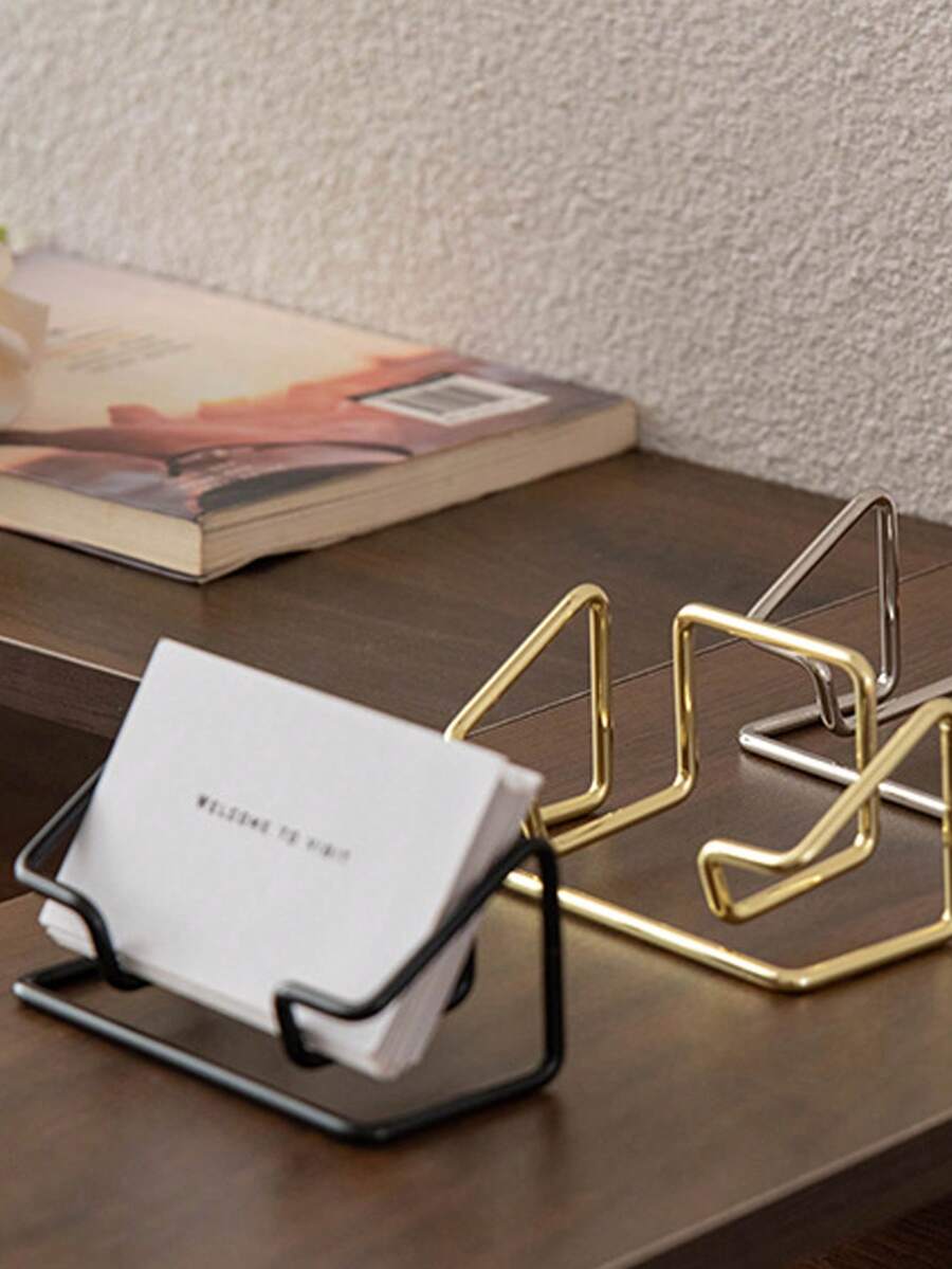 1/2pcs Modern Business Card Holder Display Stand, Desktop Business Card Organizer, Metal Card Display Rack