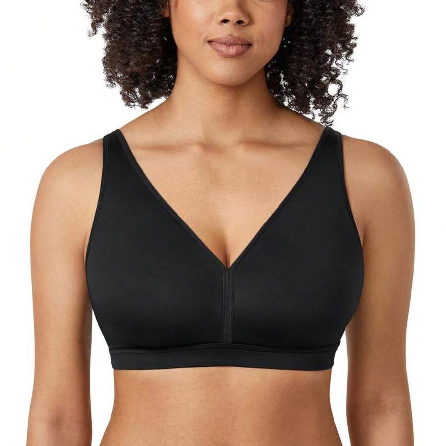 AISILIN Women's Plus Size Wireless Bra Support Comfort Full Coverage Unlined No Underwire Smooth - Black - View 1