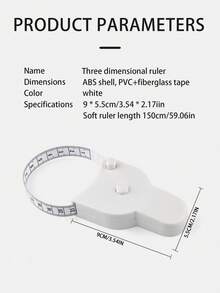 1 pieza Cinta métrica automática de alta precisión 3 en 1, retráctil con un solo clic, con bloqueo automático para medir el Body, la cintura, las caderas, las piernas y el abdomen, regla suave - Blanco - Ver 10
