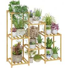Bamboo Plant Stand Indoor Boho Plant Shelf Tiered Plant Rack For Multiple Plants 3 Tiers 7 Pots Ladder Plant Holder Plant Table For Plant Pots Home Dr For Gardening Gifts Nature Color,37148572 - 棕色 - 查看 1
