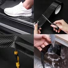3PCS 5cm*3m Carbon Fiber Car Sticker Door Sill Scuff Anti Scratch Tape Protector UK - Black - View 8