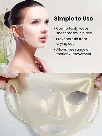 New 1pc 3D Facial Mask; Reusable Ear-Hanging Face Mask Gel Sheet; Anti-Wrinkle Firming Ear-Fixing 3D Silicone Mask Design To Slow Evaporation; Non-Slip Ear Hook Firming Mask, Ear Hook Mask Cover, 3D Anti-Slip Mask To Fix Mask, Silicone, Freely Stretchable, Soft And Skin-Friendly, Suitable For All Face Types, Washable And Reusable, Unrestricted By Mask, Freely Moveable, Beauty And Makeup Tool