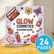 GDTME 1 Pc Makeup Coloring Book, 24 Pages, Includes Many Cute Plush Makeup Items, Suitable For Adults And Children, Can Be Used As Back To School Gift, Spring Gift, Valentine's Day Gift, Stationery Or Home Decor, Size 7.9 X 7.9 Inches. - Multicolor - View 11