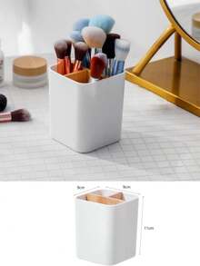 1 pieza Soporte de bambú para 5 cepillos de dientes, organizador de tocador de baño para cepillo de dientes eléctrico, pasta de dientes, maquinilla de afeitar y talla grande, decoración de baño del hogar, decoración de vuelta al colegio - Multicolor - Ver 11
